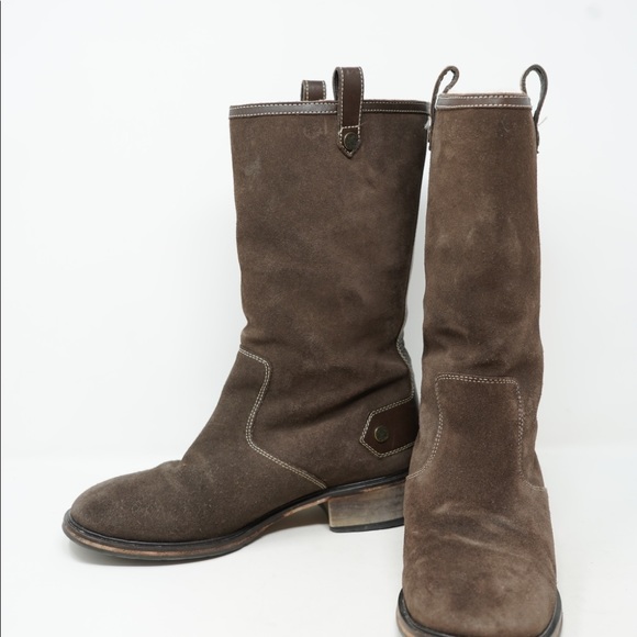 Cole Haan Shearling Boots Womens 8.5B Brown Waterproof Suede Fur - Picture 6 of 12